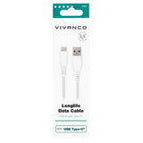 Vivanco Kabel Longlife Braided USB-A/USB-C 2.5m Hvit