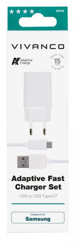 Vivanco Lader med Kabel Adaptive Fast Charger Set USB-C 15W 1m Hvit