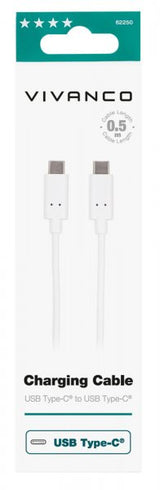 Vivanco Kabel Charging Cable USB-C/USB-C 2.0 0.5m Hvit
