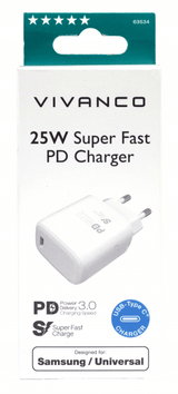 Vivanco Lader 25W Super Fast PD Charger Hvit