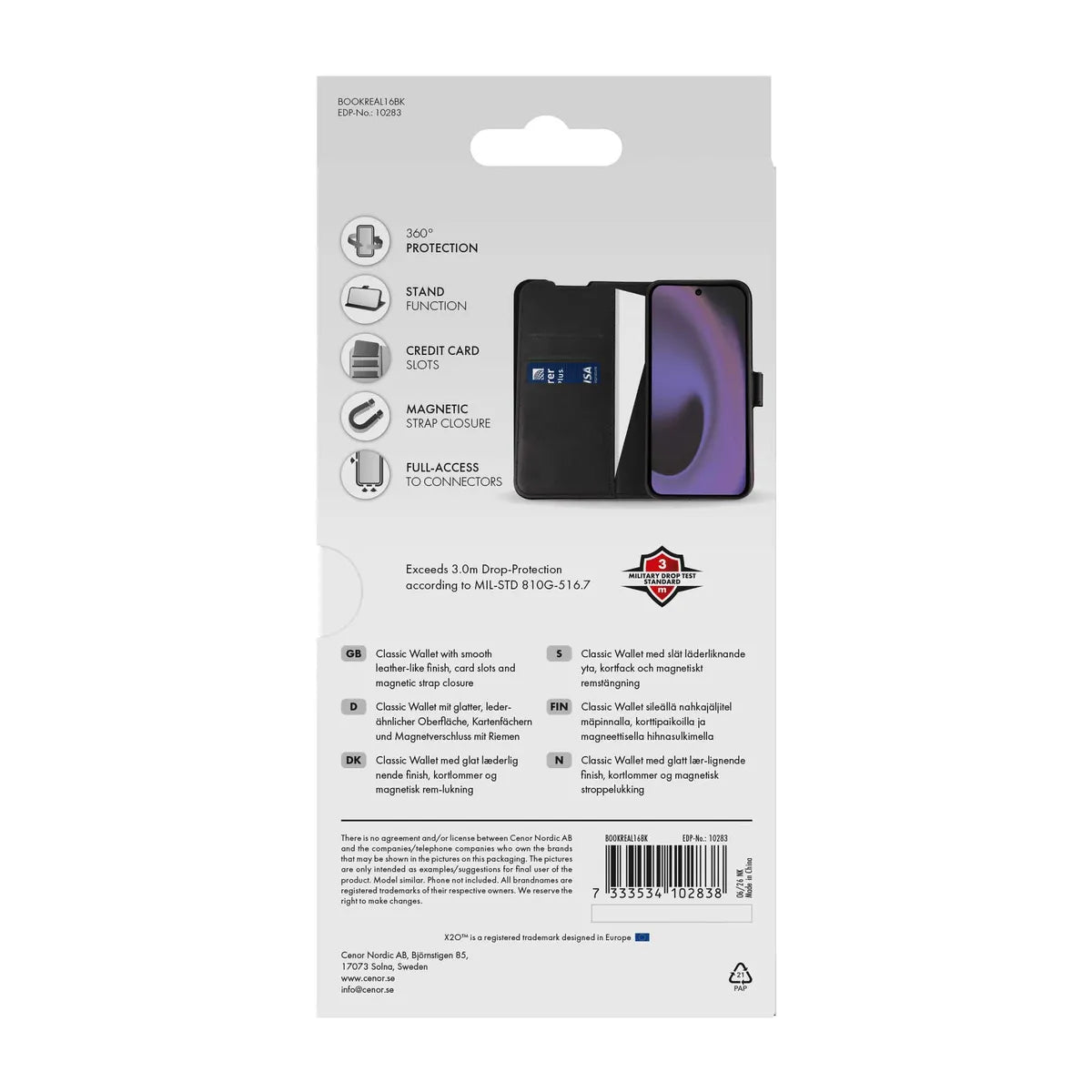 X2O Realme 16 Etui Classic Wallet Svart