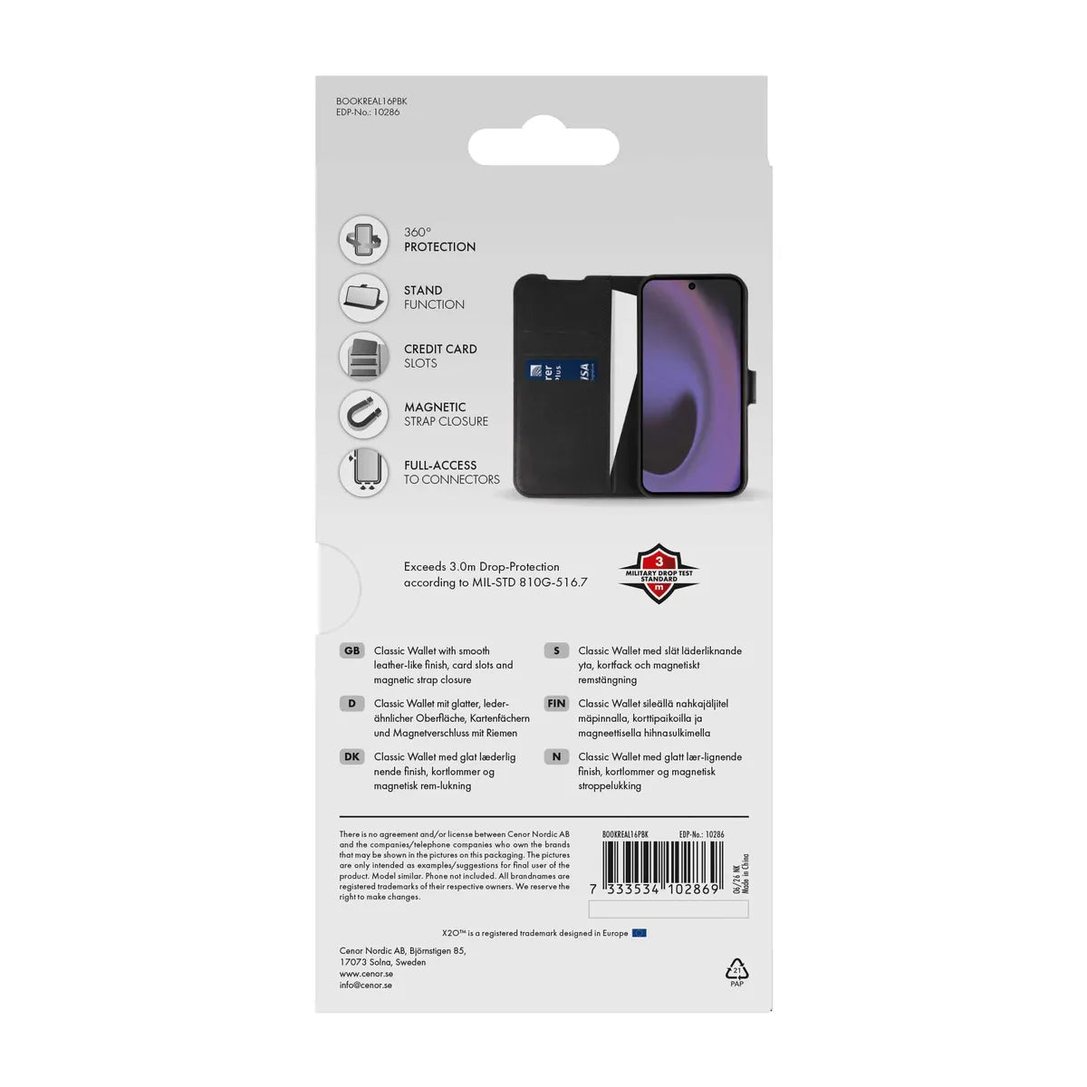 X2O Realme 16 Pro Etui Classic Wallet Svart