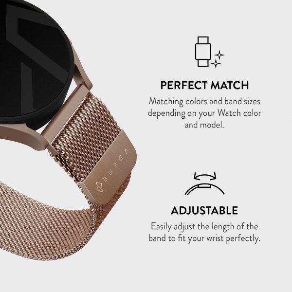 Burga Samsung Galaxy Watch 22mm Armbånd Metal Mesh Rosegull