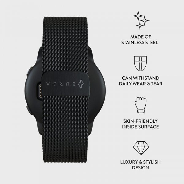 Burga Samsung Galaxy Watch 20mm Armbånd Metal Mesh Svart