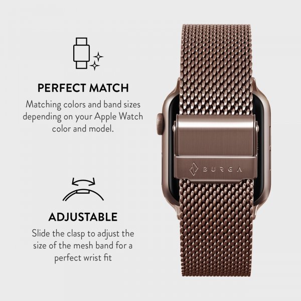 Burga Apple Watch 44/45/46mm/Ultra 49mm Armbånd Mesh Elegance Rosegull