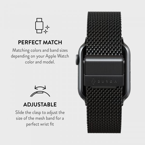 Burga Apple Watch 38/40/41/42mm Armbånd Mesh Elegance Svart