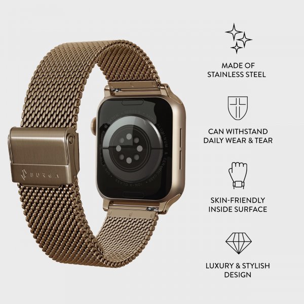 Burga Apple Watch 38/40/41/42mm Armbånd Mesh Elegance Gull