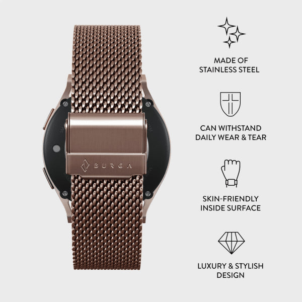 Burga Samsung Galaxy Watch 20mm Armbånd Mesh Elegance Rosegull