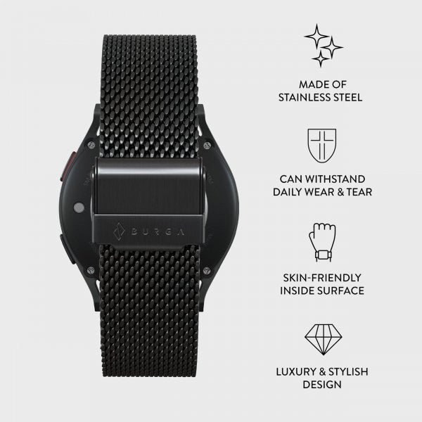 Burga Samsung Galaxy Watch 20mm Armbånd Mesh Elegance Svart