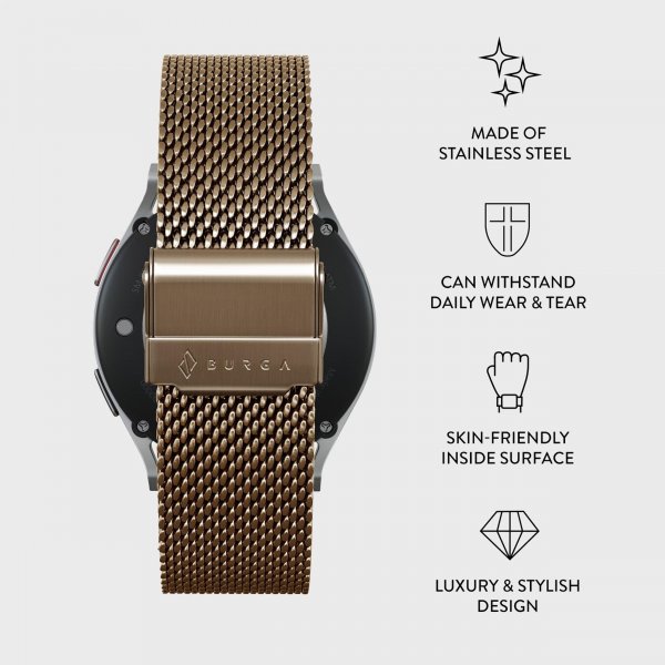 Burga Samsung Galaxy Watch 20mm Armbånd Mesh Elegance Gull