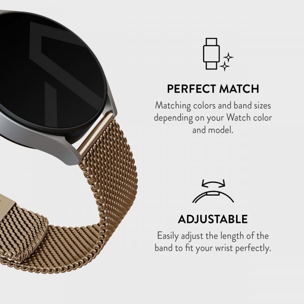 Burga Samsung Galaxy Watch 20mm Armbånd Mesh Elegance Gull