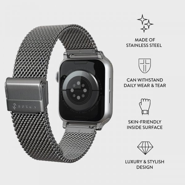 Burga Apple Watch 38/40/41/42mm Armbånd Mesh Elegance Sølv