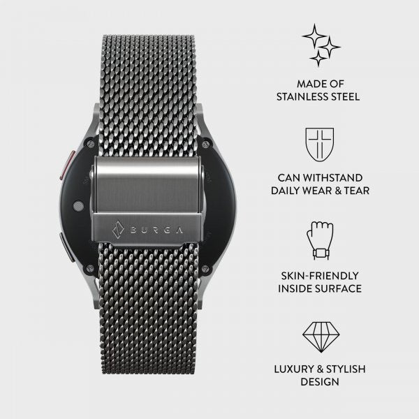 Burga Samsung Galaxy Watch 20mm Armbånd Mesh Elegance Sølv