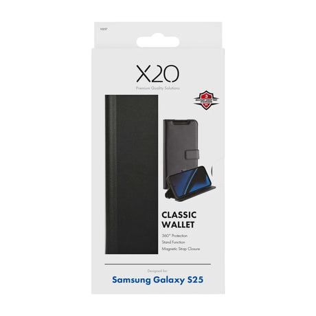X2O Samsung Galaxy S25 Etui Classic Wallet Svart