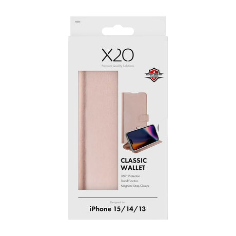 X2O iPhone 13/14/15 Etui Classic Wallet Rosegull