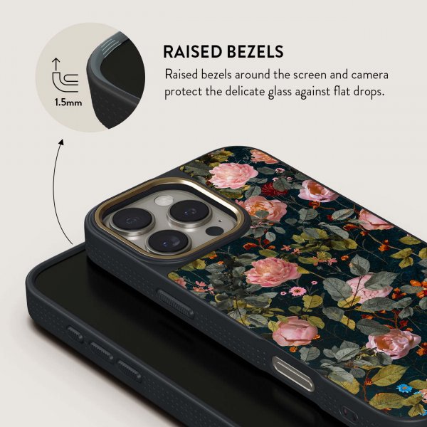 Burga iPhone 16 Pro Max Deksel Elite Dark MagSafe Bloomy Garden