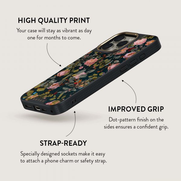 Burga iPhone 16 Pro Max Deksel Elite Dark MagSafe Bloomy Garden