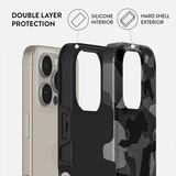 Burga iPhone 15 Pro Deksel Tough MagSafe Night Black Camo