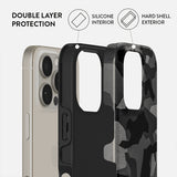 Burga iPhone 15 Deksel Tough MagSafe Night Black Camouflage