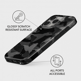 Burga iPhone 16 Deksel Tough MagSafe Night Black Camouflage