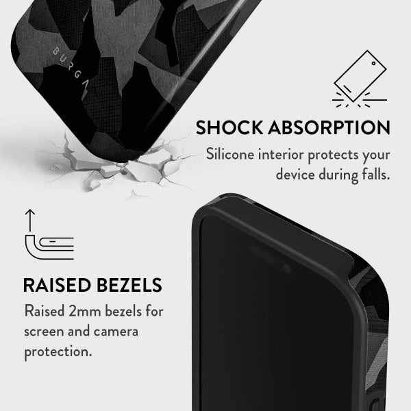 Burga iPhone 15 Deksel Tough MagSafe Night Black Camouflage