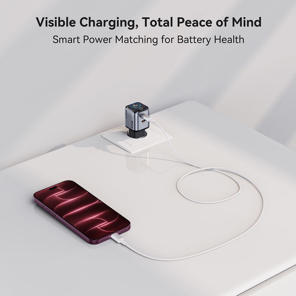 SiGN 45W Väggladdare med Display 2xUSB-C Grå