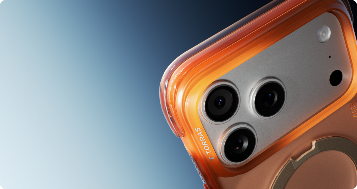 Torras iPhone 17 Pro Max Deksel Ostand Q3 Air Energy Oransje