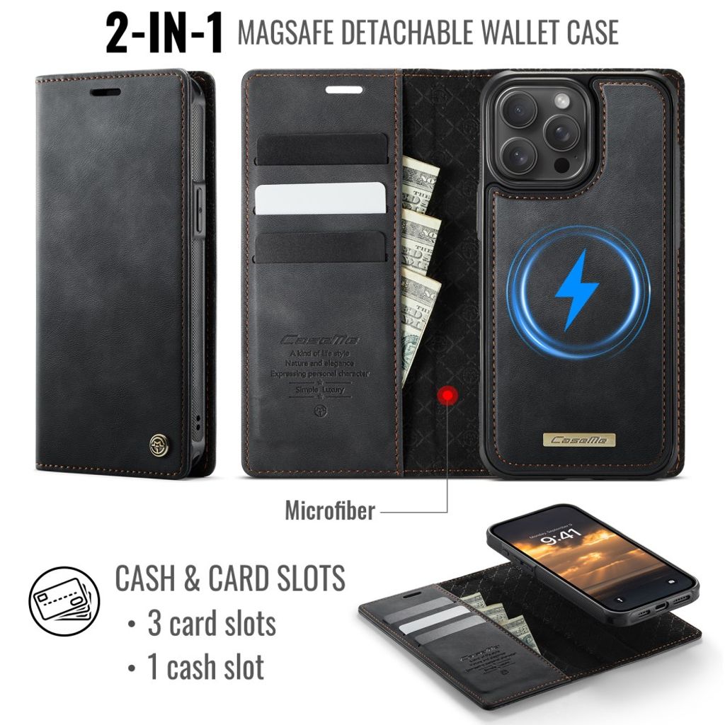 CaseMe iPhone 13 Pro Etui C49 Series Svart