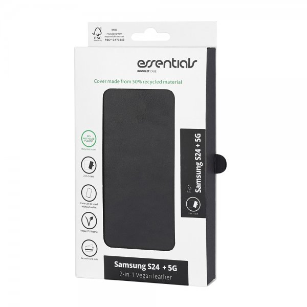 Essentials Samsung Galaxy S24 Plus Etui 2-in-1 Vegan Leather Svart