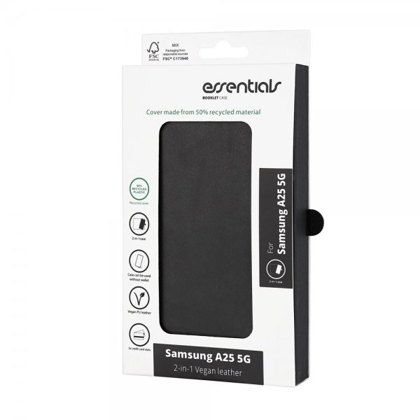 Essentials Samsung Galaxy A25 Etui 2-in-1 Vegan Leather Svart