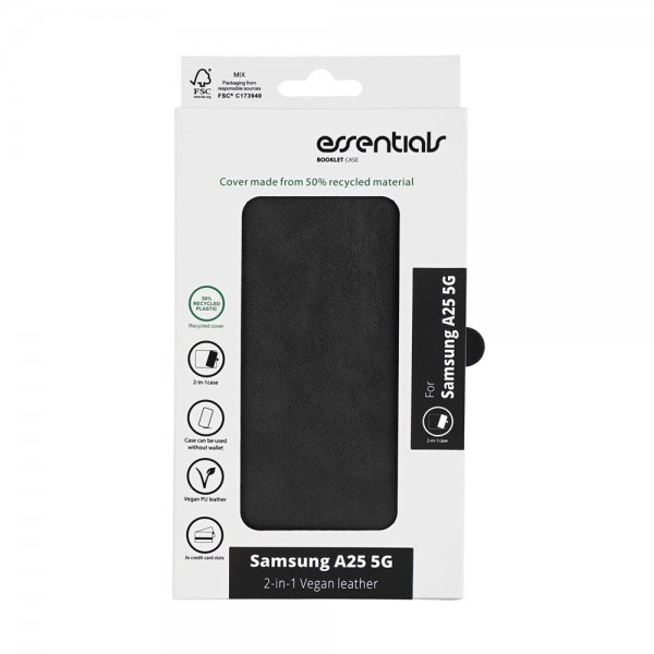 Essentials Samsung Galaxy A25 Etui 2-in-1 Vegan Leather Svart