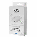 X2O 65W Dual Slim Home Charging Kit USB-C/C GaN 1.5m White