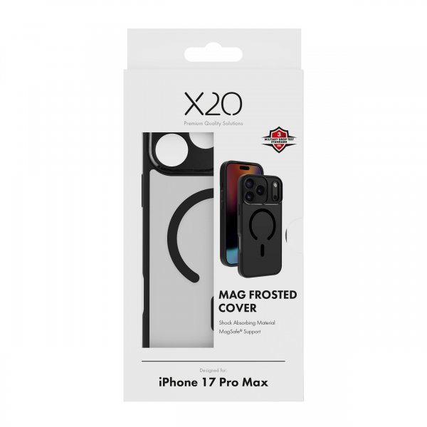 X2O iPhone 17 Pro Max Deksel Mag Frosted Svart