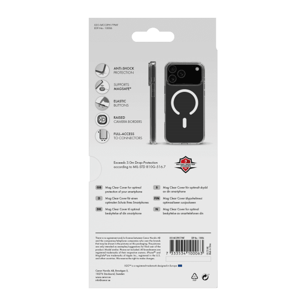 X2O iPhone 17 Pro Max Deksel Mag Clear Transparent