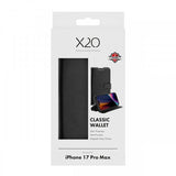 X2O iPhone 17 Pro Max Etui Classic Wallet Svart