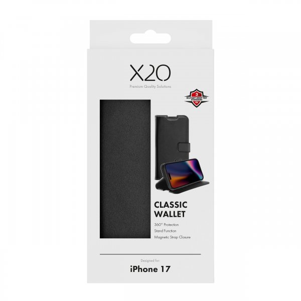 X2O iPhone 17 Etui Classic Wallet Svart