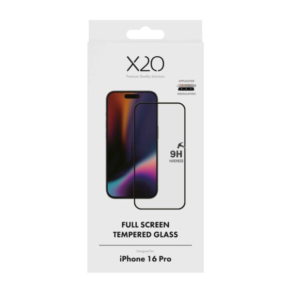 X2O iPhone 16 Pro Skjermbeskytter Full Screen