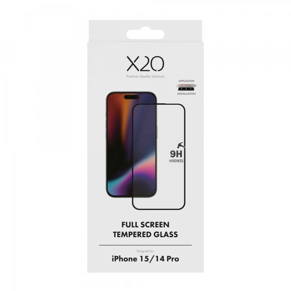 X2O iPhone 14 Pro/iPhone 15 Skjermbeskytter Full Screen