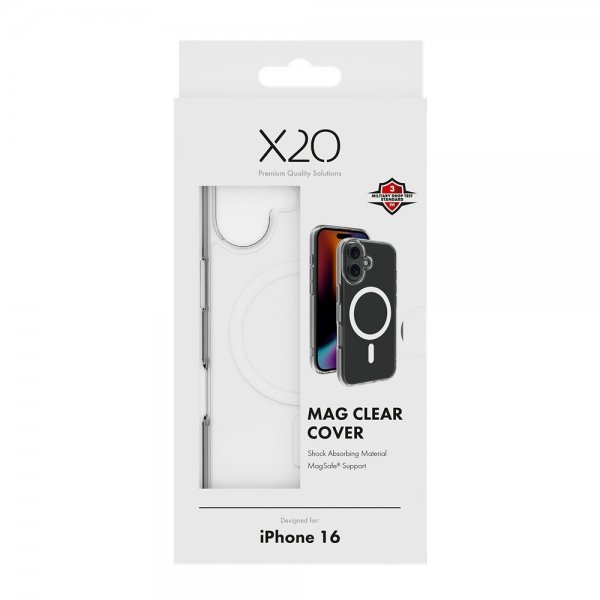 X2O iPhone 16 Deksel Mag Clear Transparent