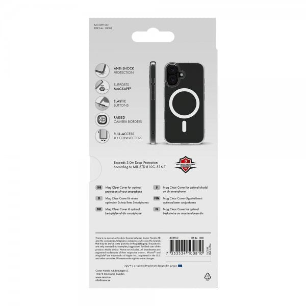 X2O iPhone 16 Deksel Mag Clear Transparent