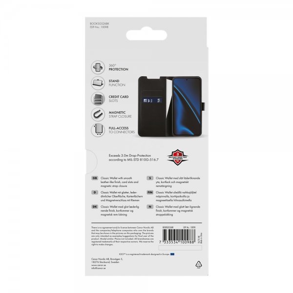 X2O Samsung Galaxy S26 Etui Classic Wallet Svart