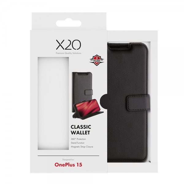 X2O OnePlus 15 Etui Classic Wallet Svart