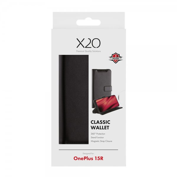 X2O OnePlus 15R Etui Classic Wallet Svart
