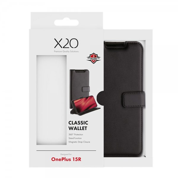 X2O OnePlus 15R Etui Classic Wallet Svart