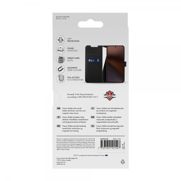 X2O Honor 400 Smart Etui Classic Wallet Svart