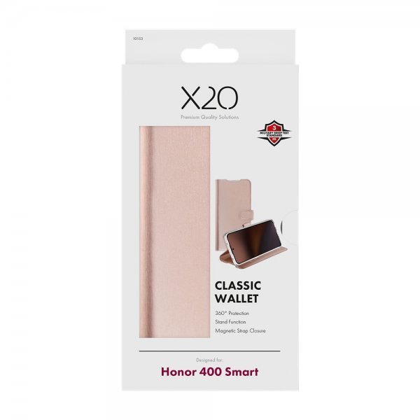 X2O Honor 400 Smart Etui Classic Wallet Rosegull