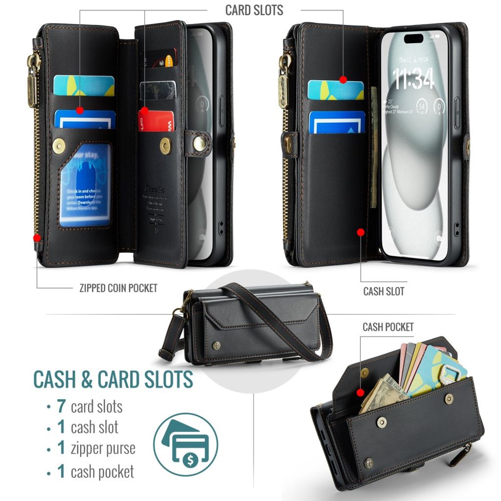 CaseMe iPhone 15 Etui C36 Series Svart