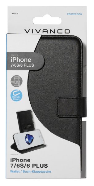 Vivanco iPhone 6/6S Plus/iPhone 7 Plus/iPhone 8 Plus Etui Classic Wallet Svart