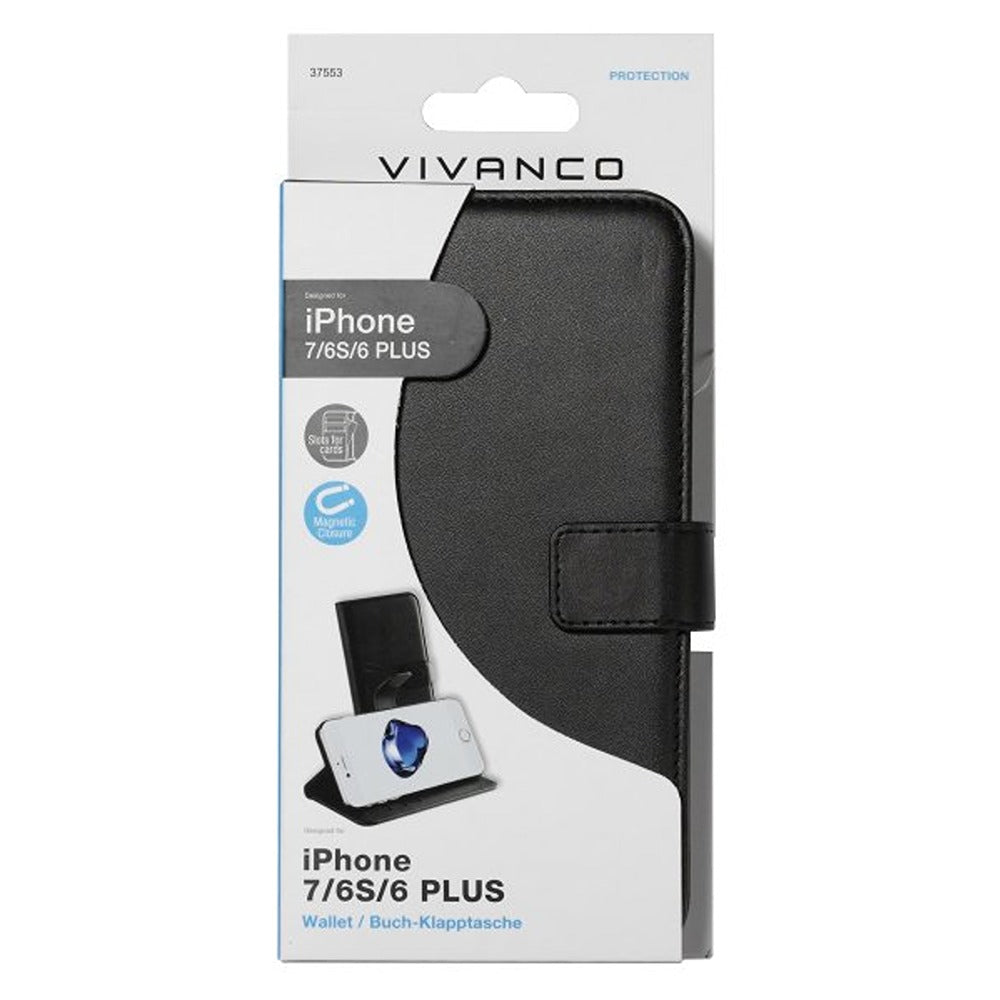 Vivanco iPhone 6/6S Plus/iPhone 7 Plus/iPhone 8 Plus Etui Classic Wallet Svart