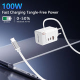 SiGN 100W GaN Snabbladdare med utdragbar USB-C-kabel Hvit